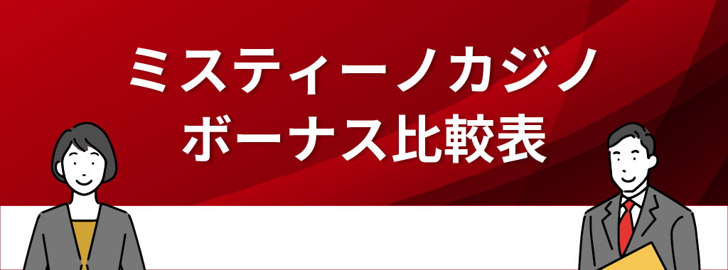 ミスティーノカジノのボーナス比較表